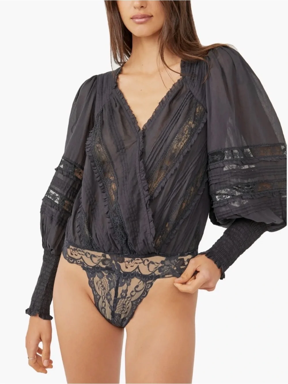 Free People Eloise Bodysuit in Black